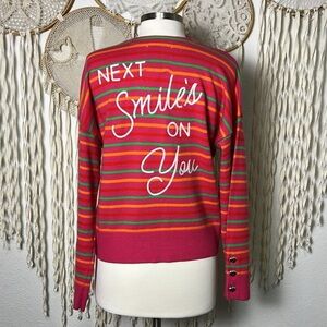 XO KR | Kerri Rosenthal NWT Red Stripe “Next Smile’s 
On You” Sweater
